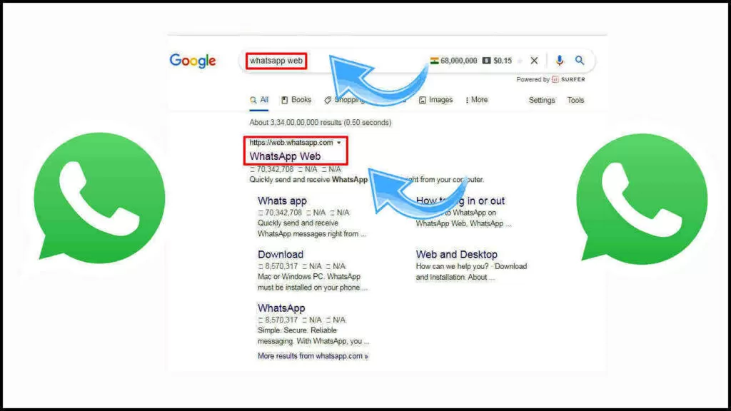 WhatsApp web search on google