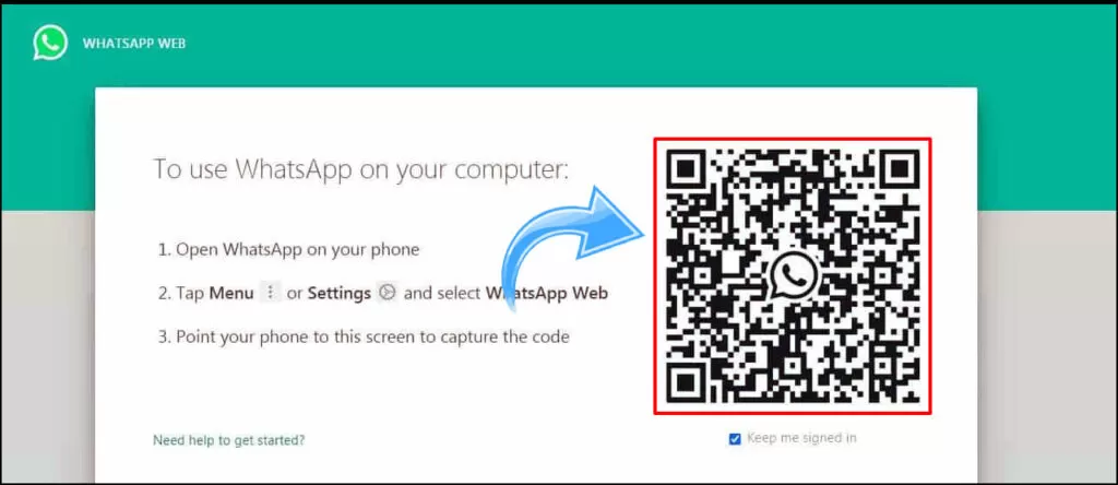 WhatsApp web QR code for Desktop/Laptop