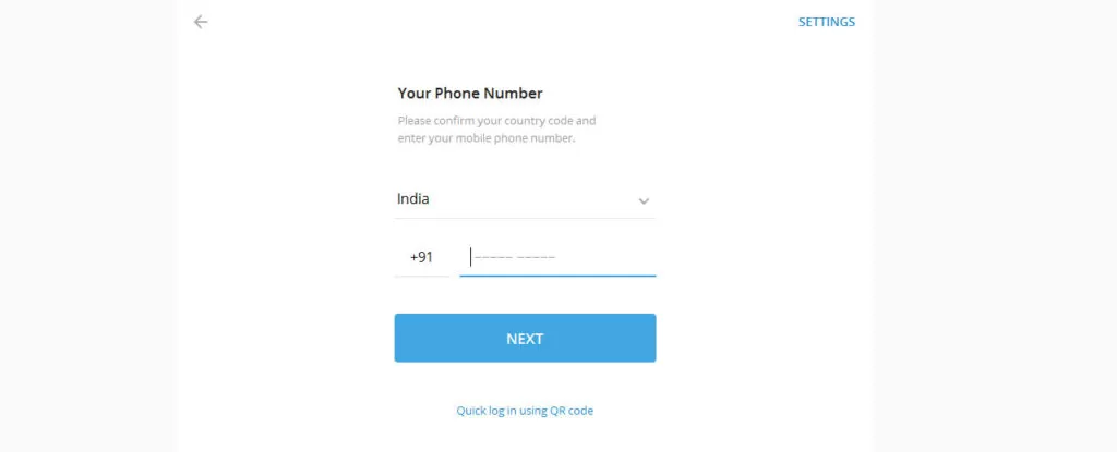 Telegram Massanger page