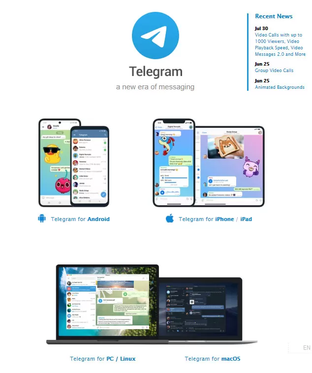 Telegram Messenger Home page
