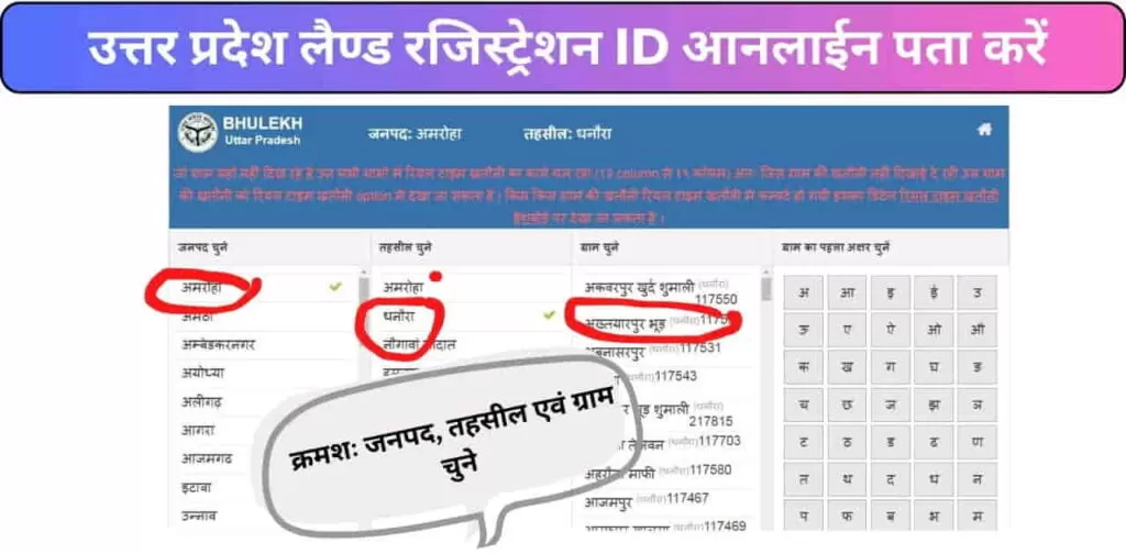 Land Registration ID finding process in Uttar Pradesh
