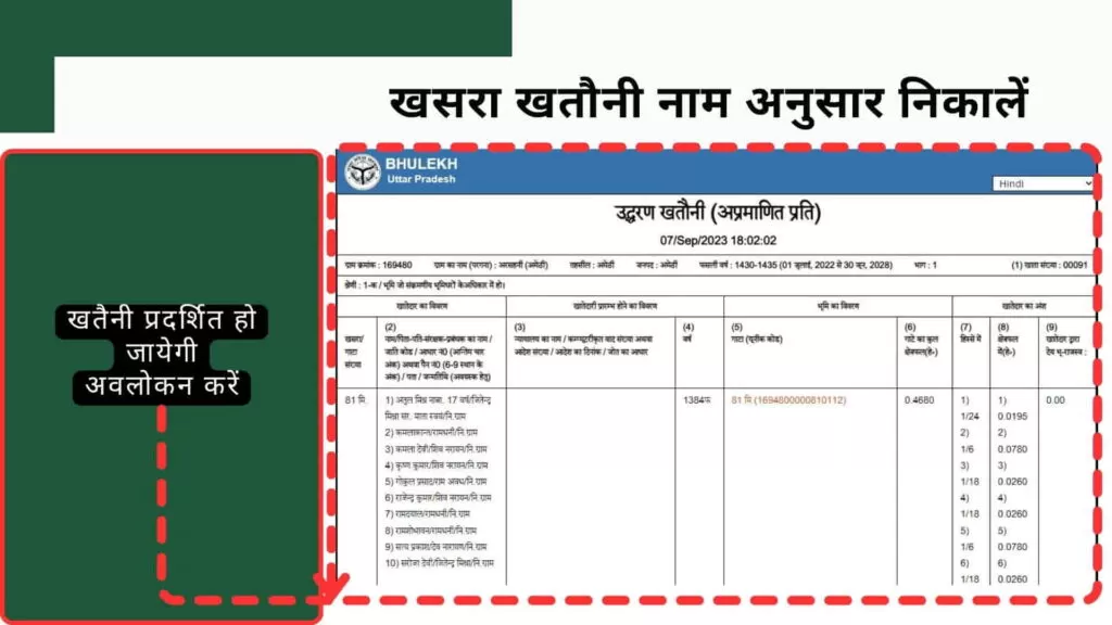 खसरा खतौनी नाम अनुसार