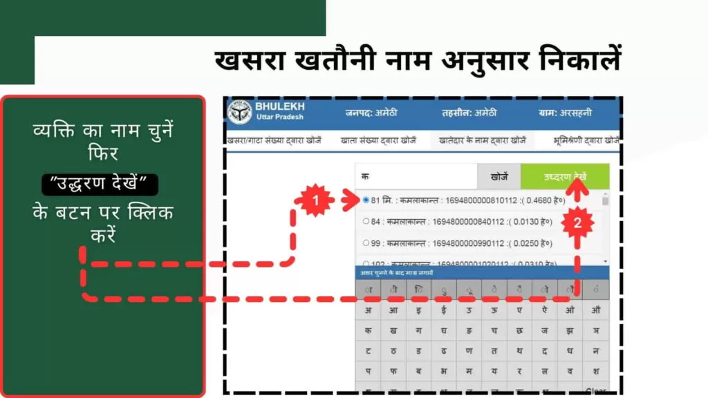 खसरा खतौनी नाम अनुसार