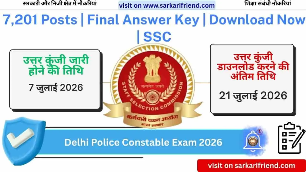 SSC Delhi Police Constable Final Answer Key 2026 Download Response Sheet PDF